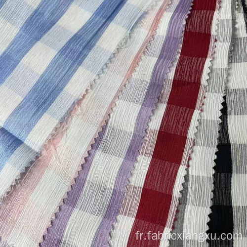 Tissu de chemise à coups de chèque tissé teint en fil en polyester
